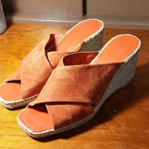 Vince Gaelan Square Toe Espadrille Wedge size 11 Rust color
